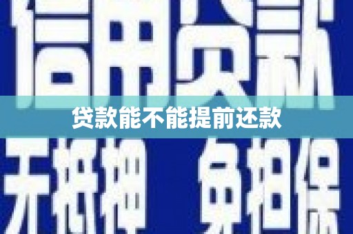 汉川贷款能不能提前还款
