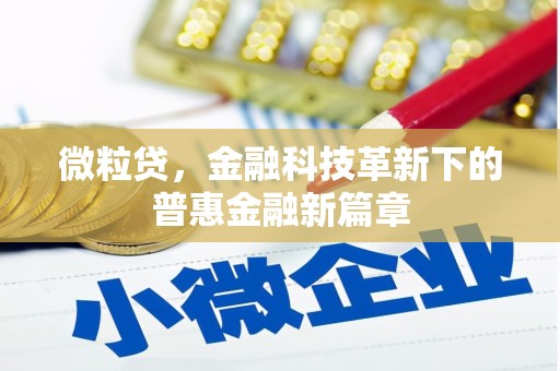达拉特旗微粒贷，金融科技革新下的普惠金融新篇章